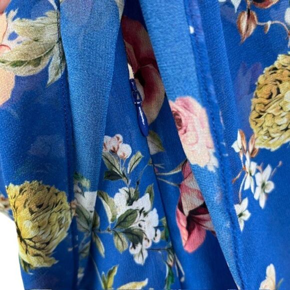 Slate & Willow Blue‎ Floral Chiffon Tiered Ruffle Maxi Dress Women's Size 0 - Picture 6 of 11